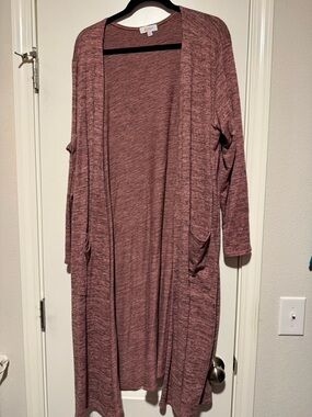 LuLaRoe Heathered Mauve Pink Open Front Duster Cardigan